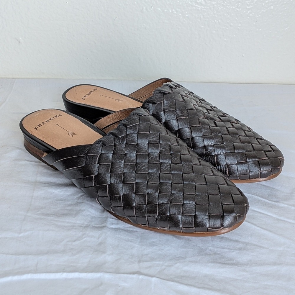 FRANKIE4 Wallace Dark Brown Woven Leather Mules Slides Flats Womens 7.5